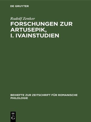 cover image of Forschungen zur Artusepik, I. Ivainstudien